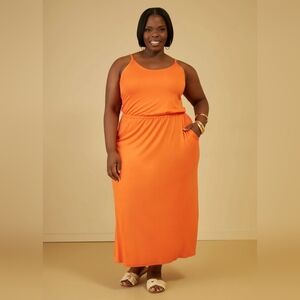 🧡NWT 3X (22/24) Jersey Maxi Dress~Orange🧡